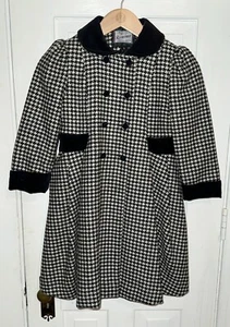 Vintage Rothschild Dress Coat Small Preppy Houndstooth Wool USA Union Label Sz S - Picture 1 of 7