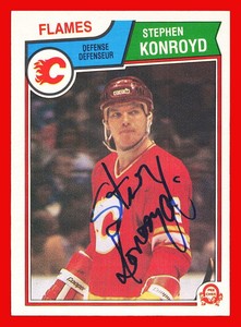 1983-84 OPC O-PEE-CHEE Hockey Signed #85 STEPHEN KONROYD Calgary Flames....