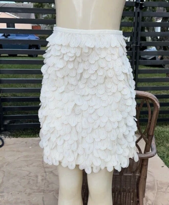 FALDA INFORMAL GIAMBATTISTA VALLI COLOR CREMA SEDA TELA LENTEJUELAS Talla 40 Foto 1 de 4