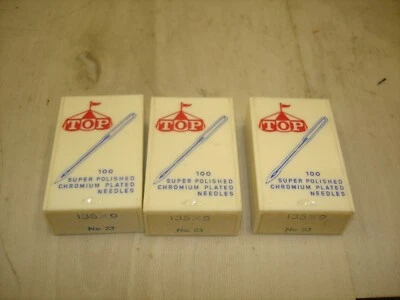 300 Agulhas de Máquina de Costura Vintage TOP Super Polidas 135x9 Não 23 3~ Pacotes NOS - Imagem 1 de 4