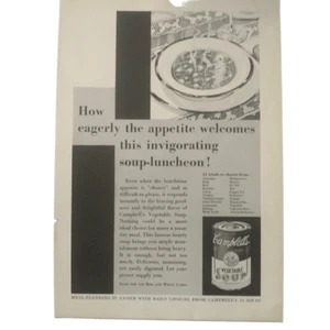 Vintage 1932 Campbell’s Soup Vegetable Soup Luncheon Ad Advertisement - Picture 1 of 5
