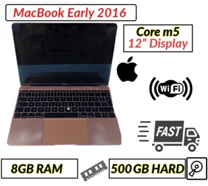 Cheap Apple MacBook 12" IPS Early 2016 Intel Core m5 @ 1.2 GHz 8GB RAM 500GB HD - Picture 1 of 10