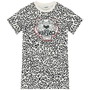 KENZO KIDS Girls Ivory & Black Logo Tiger  Tee T Shirt Dress Short Sleeve Sz 6 - Picture 1 of 8