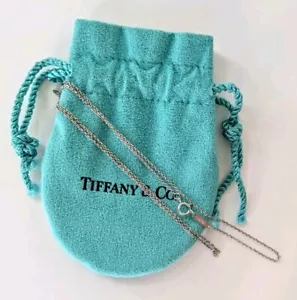 TIFFANY & CO. 750 18k White Gold 16" Chain Necklace w/ Pouch - Picture 1 of 5