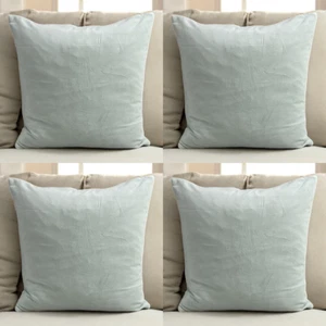 Cushion Covers Light Duck Egg Set of 4 - Soft Velvet Feel 20X20" 50X50cm Plain - Picture 1 of 10