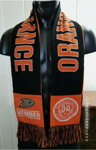 NHL Anaheim Ducks Hockey 2018-19 Ticket Holder 25th Anniv Knit Scarf Reversible Cover