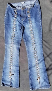 VTG Mudd Yo Jeans Lace up Front Y2K Low Rise 90’s  Size 9 - Picture 1 of 10
