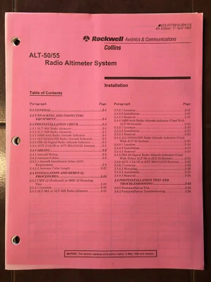 Radio Altímetro Rockwell Collins ALT-50 y ALT-55 manual de instalación Foto 1 de 4