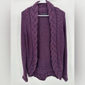 Banana Republic | Cárdigan suéter de lana de cordero con cable ciruela mediano M para mujer - Imagen 1 de 6