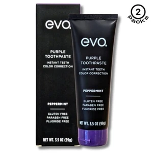 2 EVO Purple Toothpaste Instant Teeth Color Correction Peppermint, Fluoride Free - Picture 1 of 9