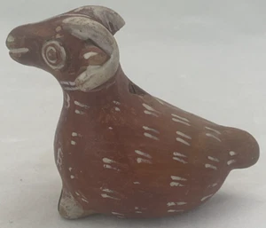 Vtg Ram Shaped Folk Art Ocarina Whistle Flute Clay - LISTEN! - Picture 1 of 7