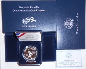 2006 COMMEMORATIVE COIN PROGRAM - BEN FRANKLIN "SCIENTIST" PRF SILVER $1 - Picture 1 of 10