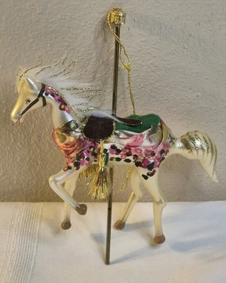 De Carlini Blown Glass Carousel Horse Christmas Ornament Made In Italy Vintage  - Image 1 of 4