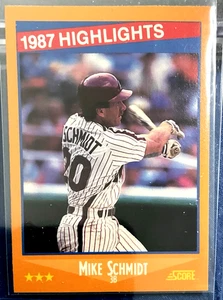 1988 SCORE MIKE SCHMIDT 1987 HIGHLIGHTS #657 500 HOMERUN PLATEAUL - Picture 1 of 2