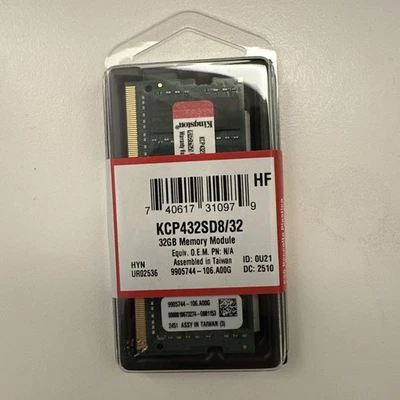 1x Kingston KCP432SD8/32 32GB SODIMM System Memory, 3200MHz, DDR4, CL22, 1.2V - Image 1 of 4