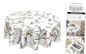 Spring Summer Round Tablecloth 60 Inch Round 60 Inch Spring Summer Birds - Picture 1 of 8