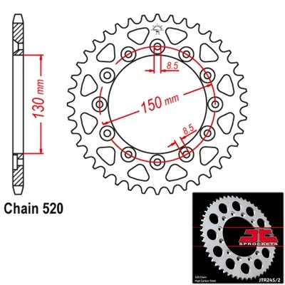 JT Sprockets Steel Rear Sprocket 520 Pitch 48 Tooth Honda XR200R (1986-2002) - Imagem 1 de 2
