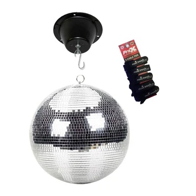 Pro X 16" Mirror Ball ABS & 1 RPM Mirror Ball Motor w/Free Cable Wraps - Image 1 of 2