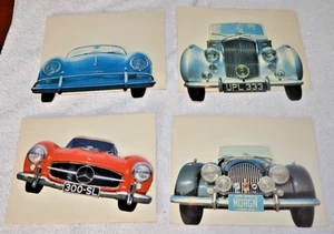 Vintage qty 4 Sports Car Greeting Card Lot NEW Porsche Mercedes Morgan etc - Picture 1 of 5