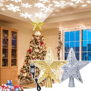 LED Christbaumspitze Stern mit Projektor Weihnachtsbaumspitze Weihnachts Deko - Bild 1 von 14