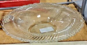 Federal Glass 1937-1941 Diana Scalloped Spiral Crystal Console Bowl 12 1/4d