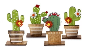 4 Stück Deko Kakteen aus Holz h cm13 By Mandel Bonboniere - Bild 1 von 1