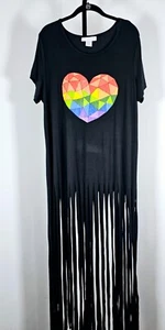 Ashley Stewart Black Multi Heart Shape Fringed Tunic Top-SZ 2X - Picture 1 of 6