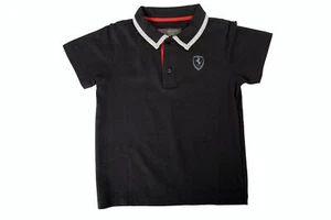 Scuderia Ferrari Kid "Red Undercollar" Black Short Sleeve Polo Shirt 3/4 Years - Picture 1 of 5