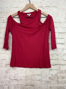 SPLENDID Anthropologie Womens Red Shoulder Cut Out Top Shirt Size Small S - Picture 1 of 8