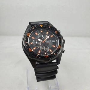 RARE CASIO AMW-370 CHRONOGRAPH QUARTZ BLACK WR 100M MEN'S WATCH NEW BATTERY - Picture 1 of 10