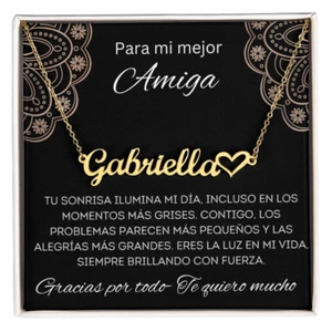 Regalo Personalizado Para Mujer Regalo Mejor Amiga Collar Pendiente Con Nombre N - Picture 1 of 14