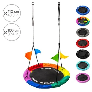 Nest Swing Children Kids Garden Seat 100-110 cm Round Outdoor Hanging Rope Tree - Picture 1 of 23