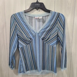 No Boundaries Junior V Neck Long Sleeve Size M Striped Babydoll Y2K fairy - Picture 1 of 8