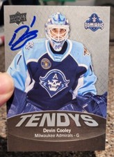 AUTOGRAPHED DEVIN COOLEY SIGNED 22/23 Upper Deck AHL TENDYS AUTO SABRES ADMIRALS