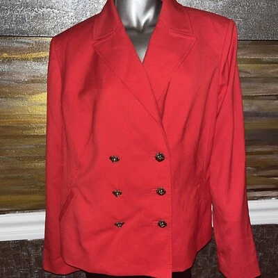 Anne Klein Double Breasted Short Red Blazer Size 0X MSRP $189 New - Image 1 of 4