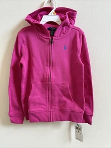 Polo Ralph Lauren Little Girls Terry Full Zip Hoodie Pink 6X - Picture 1 of 5