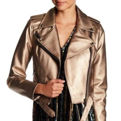 Chaqueta Romeo & Julieta Bronce Metálico Imitación Cuero Talla M Nueva con Etiquetas Foto 1 de 4