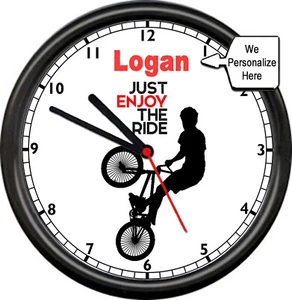 Personalized Name BMX Bike Freestyle Dirt Sport Cycle Bedroom Trick Wall Clock - Picture 1 of 1