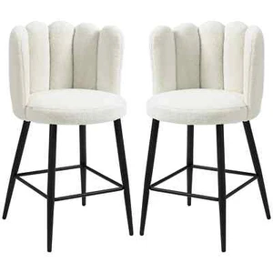 Bar Stools Set of 2, Faux Cashmere Upholstered Breakfast Bar Chairs, Modern - Picture 1 of 10