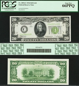 1934 $20 Federal Reserve Note PCGS 66PPQ - Philadelphia Gem Light Green Seal - Picture 1 of 4