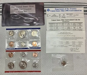 1996 U.S. Uncirculated Coin Set with 1996-W Dime, Original Packaging + COAs - Picture 1 of 1