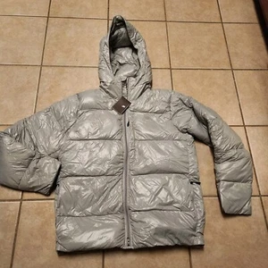 Nike Men's Down Filled Hooded Puffer Jacket Coat Silver Gray Size Large. New! - Picture 1 of 7