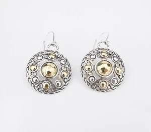 John Hardy Earrings Palu Bulan Dangle Sterling Silver 22k Gold Drop 1" ES2668 - Picture 1 of 3