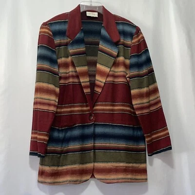 Chaqueta blazer vintage colorida hombreras a rayas mujer talla M guc e2350 Foto 1 de 4