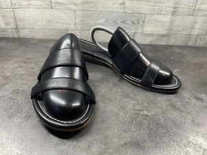 Talbots Slides Sandals Women 10 M Shoes Black Leather Comfort Slip On Straps - Picture 1 of 21