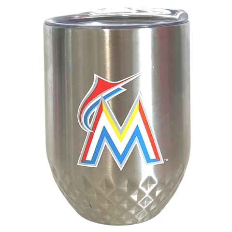 Miami Marlins 12oz. Stainless Steel Stemless Diamond Tumbler Cover