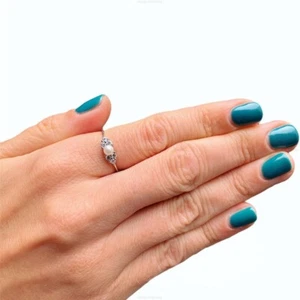 Natural Pearl Diamond Victorian Band Anniversary Ring For Girls 14k Yellow Gold - Picture 1 of 5