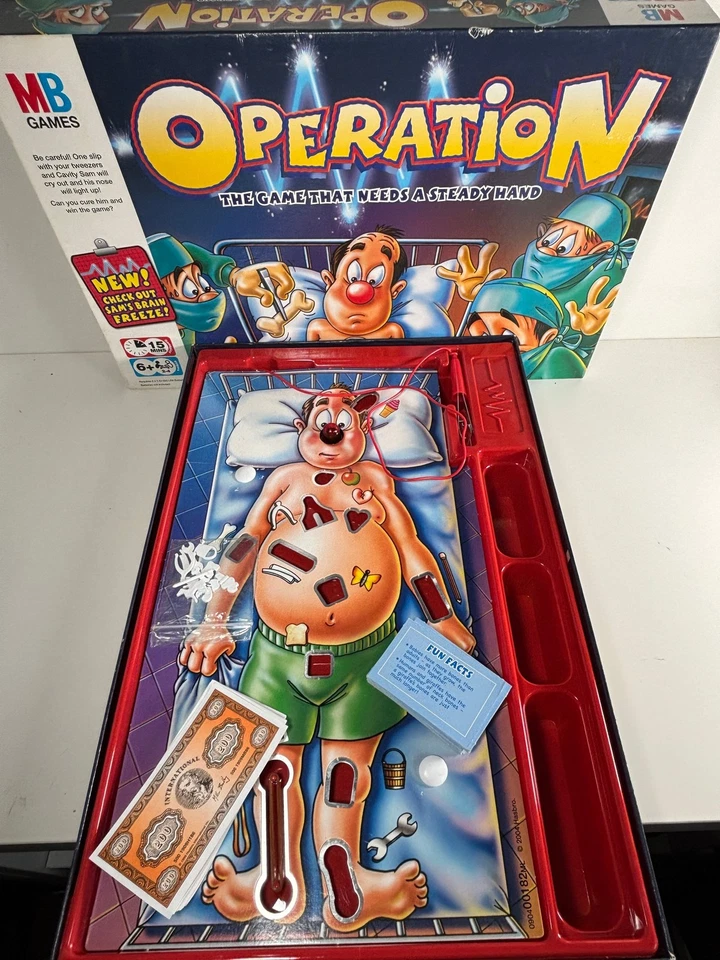 MB Games Operation Funny Skill Game Cavity Sam Steady Hands 6+ Family - Image 1 of 4