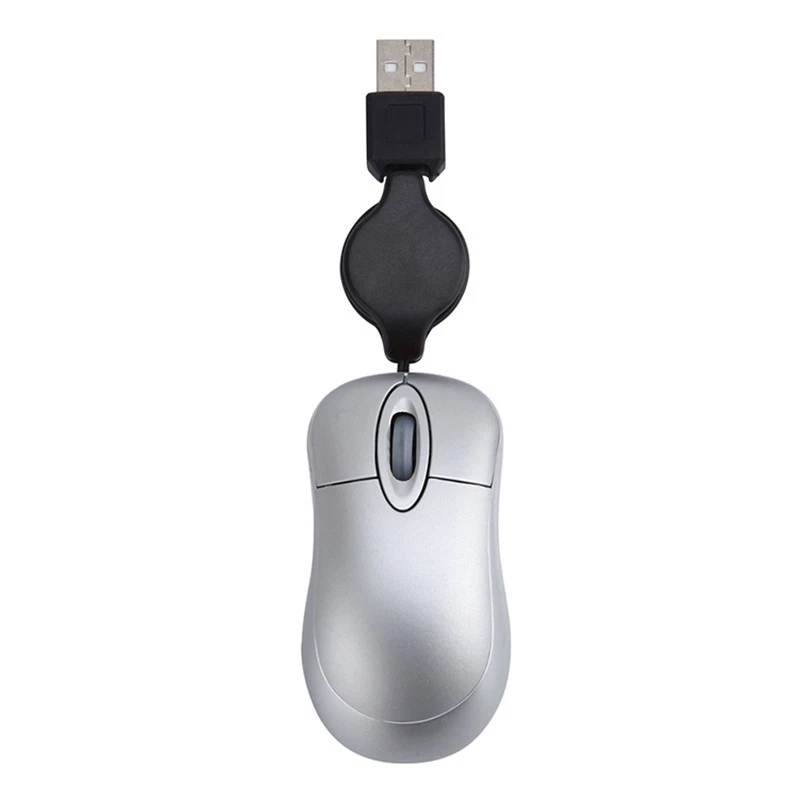 Mini USB Wired Mouse Retractable Cable Tiny Small Mouse 1600 DPI Optical6292 - Image 1 of 1