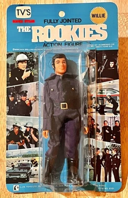 VINTAGE 1973 NEW ON CARD The Rookies TV Show LJN WILLIE Policeman Action Figure - Image 1 of 4
